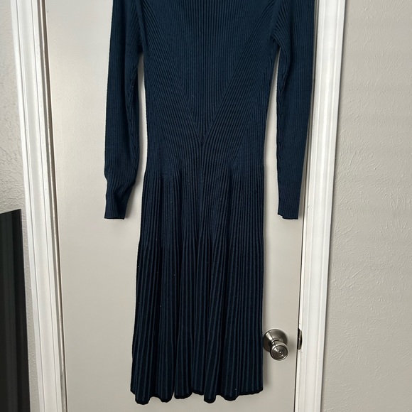 Teal and black long sleeve rubbed sweater dress - Picture 5 of 6